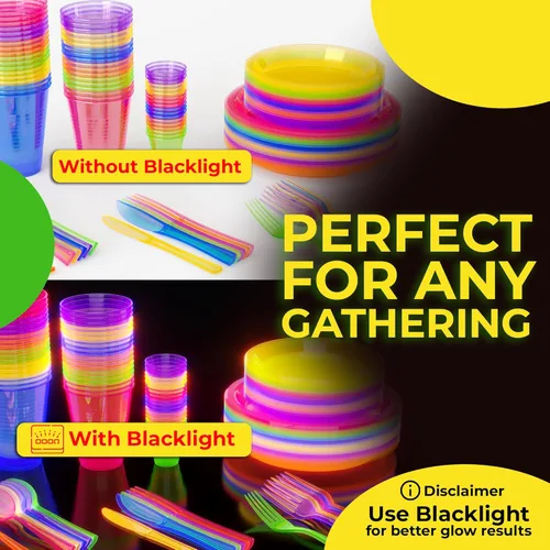 Miniatura 6 de Exquisite Vasos de neón de 12 onzas, paquete de 60 unidades, vasos de plástico de colores, ideales para fiestas de cumpleaños o cualquier evento