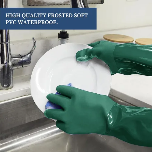 Miniatura 7 de Guantes largos de goma resistentes a los productos químicos, impermeables y resistentes para trabajos con ácido químico