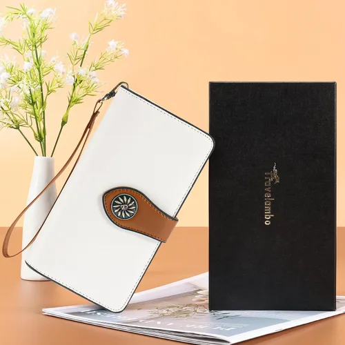 Miniatura 6 de Travelambo Cartera de mujer con bloqueo RFID para tarjetas de crédito, cartera de cuero de gran capacidad