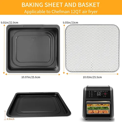 Miniatura 2 de Accesorios para freidora de aire Chefman de 12 cuartos de galón 6 en 1 horno de convección digital de encimera, bandeja de goteo de freidora de aire