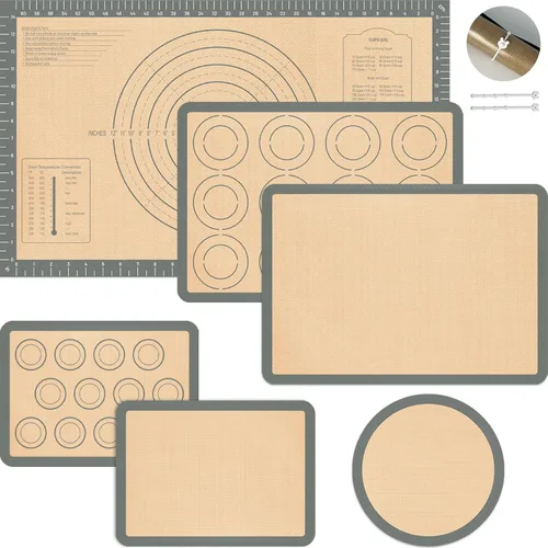 Miniatura 12 de Alfombrilla de silicona para hornear, paquete de 3 alfombrillas reutilizables para hornear, antiadherente, alfombrillas de silicona seguras