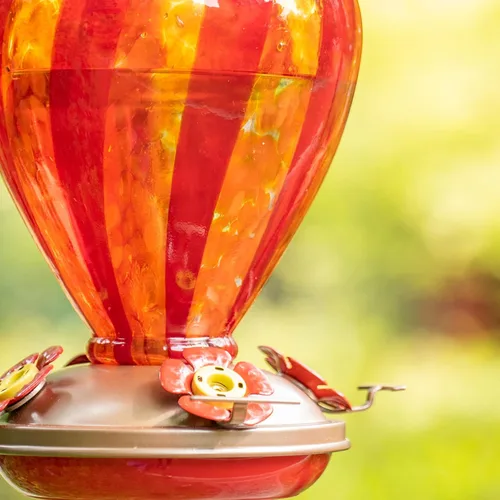 Miniatura 2 de Comedero para colibríes, 34 onzas de vidrio soplado a mano, comedero para colibríes para colgar al aire libre con ganchos para hormigas, perfecto