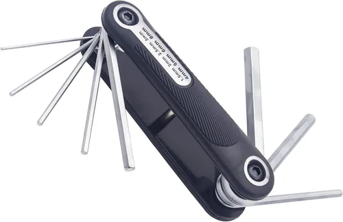 Miniatura 6 de R'DEER Juego de llaves hexagonales plegables 8 en 1 de bolsillo portátil para bicicleta, kit de llave Allen métrica, agarre cómodo, tamaños