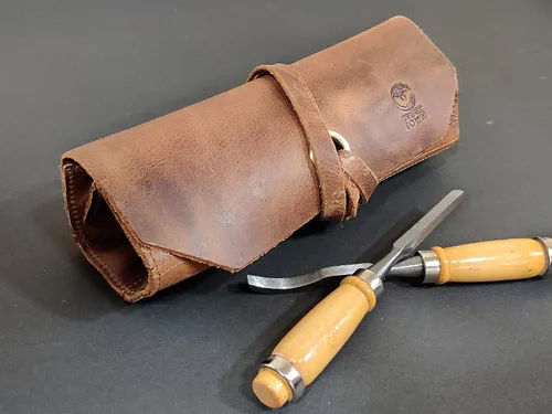 Miniatura 5 de Bolsa de almacenamiento de rollo de cuchillo de cuero con bolsa enrollable para herramientas, rollo de estuche para cuchillos de chef para viajes