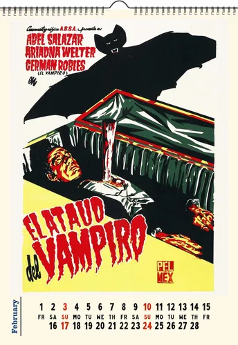 Miniatura 3 de Calendario de pared 2025 [13 páginas de 8 x 12 pulgadas] Vampiros thriller de películas vintage Carteles de película cubre película de explotación