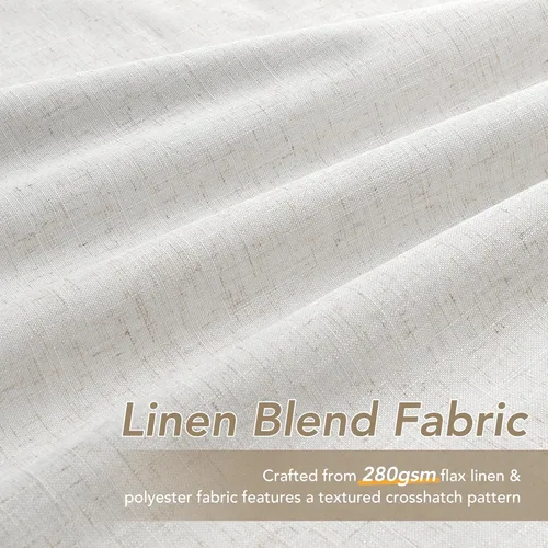 Miniatura 4 de Natural Linen 100% Blackout Curtains for Bedroom 98 Inch Length 2 Panels Set Back Tab Cream Neutral Farmhouse Living Room Darkening Curtain Track