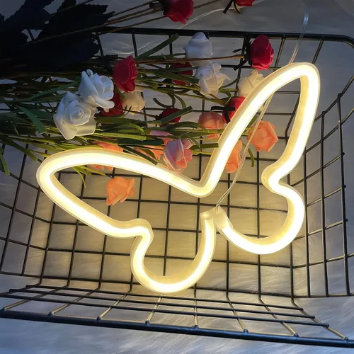 Miniatura 2 de ENUOLI - Luces decorativas LED de neón en forma de mariposa, letrero de neón con forma de mariposa, decoración de luz de neón, funciona