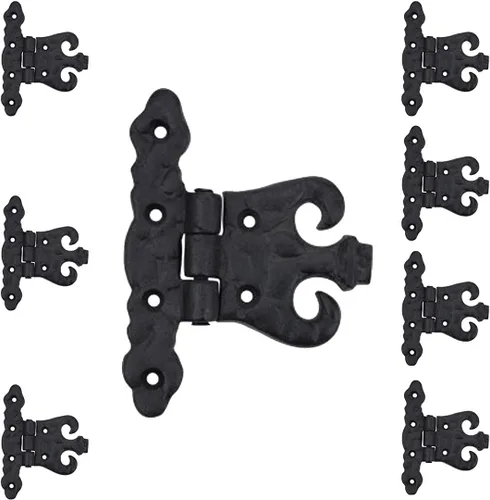 Miniatura 13 de Renovators Supply Manufacturing Paquete de 2 bisagras de puerta de gabinete con herrajes de 4.5 pulgadas, bisagra de hierro forjado negro resistente