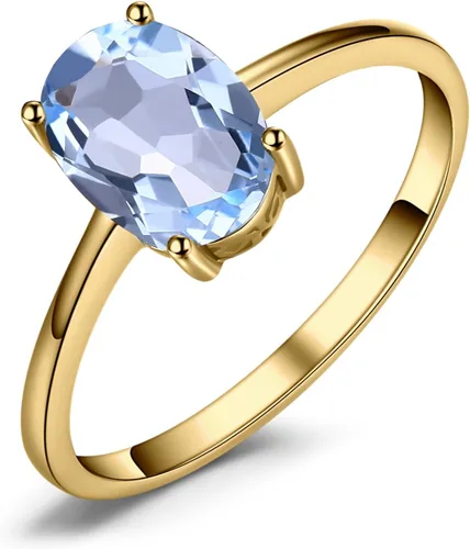 Miniatura 19 de JewelryPalace Anillos de compromiso solitarios de plata de ley 925 chapados en oro de 14 quilates con piedra natal de topacio azul citrino y piedras