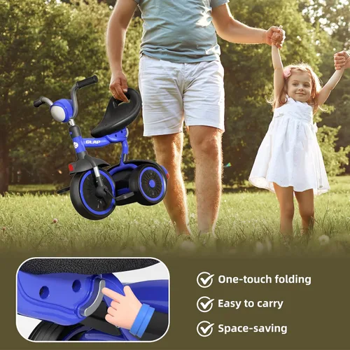 Miniatura 9 de Glaf Bicicleta para niños de 2 a 5 años, triciclo para niños de 1 a 3 años, bicicleta para bebé con asiento ajustable y canastilla