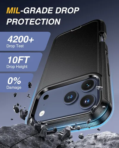 Miniatura 6 de Lanhiem Funda magnética para iPhone 17 Pro Max con funda de clip para cinturón, [compatible con Magsafe] resistente y resistente de 3 capas