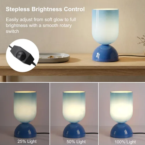 Miniatura 5 de Lámpara de mesa de cristal moderna de 8.9 pulgadas para sala de estar, lámparas de escritorio regulables para dormitorio, lámpara de mesita de noche