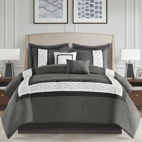 510 DESIGN Juego de edredón tamaño Queen, edredones estilo hotel para cama de tamaño Queen, con bordes bordados y piezas para todas las estaciones,