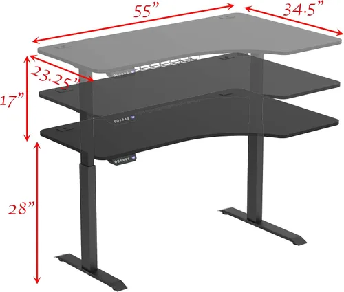Miniatura 3 de SHW escritorio eléctrico ajustable para computadora, grande, de 55 pulgadas