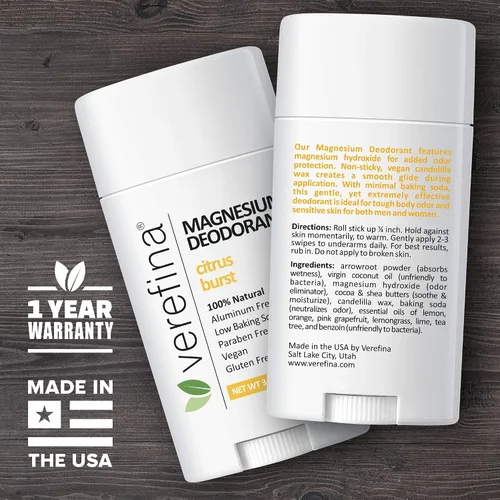 Miniatura 8 de Verefina Desodorante sin aluminio para hombres y mujeres, totalmente natural, hipoalergénico, sin parabenos, no tóxico, libre de crueldad, vegano