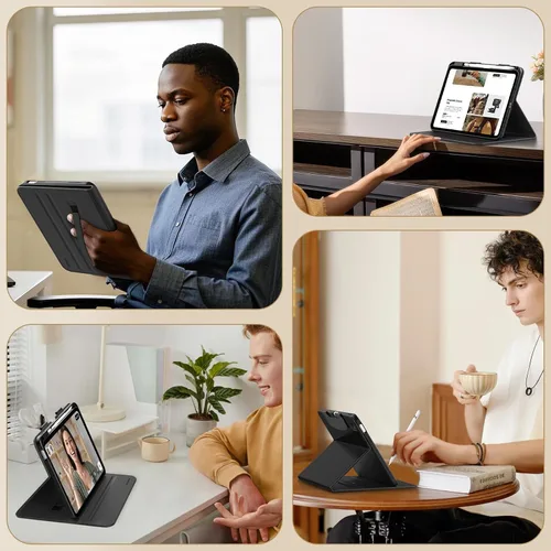 Miniatura 8 de MoKo Funda para iPad A16 de 11 pulgadas, funda para iPad de 11ª/10ª generación (2025/2022) con soporte para lápices y bolsillo, cubierta de soporte