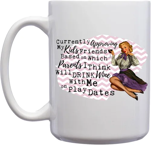 Miniatura 2 de Divertida taza de cerámica retro vintage con texto en inglés "Approving my Kids Friends", regalos para adultos, taza de café, día de San Valentín