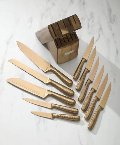 Miniatura 6 de Cambridge Silversmiths Rame Hammered Copper - Juego de cubiertos de 12 piezas con bloque