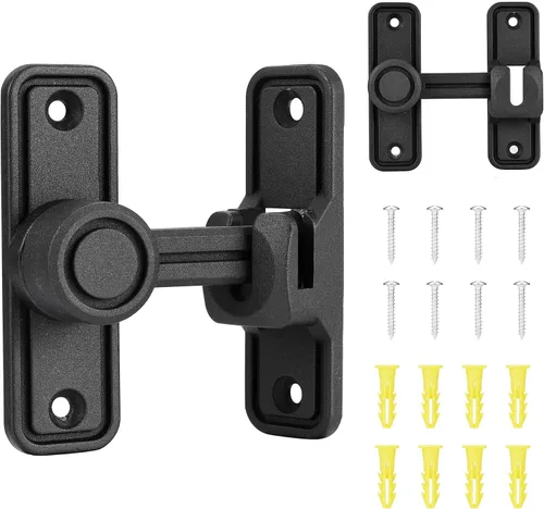 Cerradura de puerta corrediza de granero, cerradura de puerta de granero doble de 90/180 grados, cerradura deslizante, cerraduras de puerta de