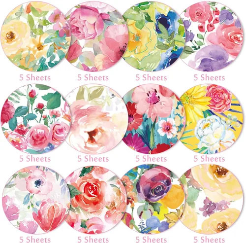 Miniatura 3 de Whaline 60 hojas de papel de patrón floral tamaño A5 acuarela flor álbum de recortes papel papel de doble cara primavera manualidades papeles