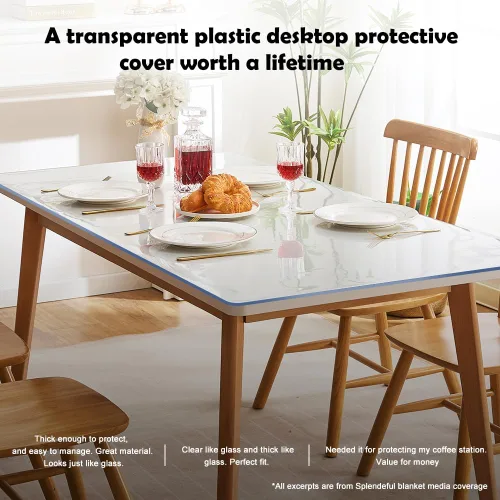 Miniatura 7 de Protector de escritorio de 19 x 60 pulgadas de vinilo transparente PVC para oficina, protector de mesa de escritura, tapete de plástico