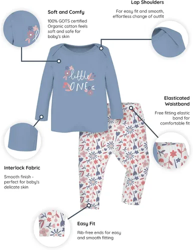 Miniatura 2 de WINK & BLINk Organic Baby Playwear Sets, 2-Pack Top & Bottom Set, 100% Organic Cotton Baby Clothes