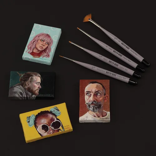 Miniatura 7 de Creative Mark Juego de 30 pinceles de pintura con microdetalles, mini pinceles para acrílico, acuarela, óleo, cara, uñas, pintura a escala y dibujo
