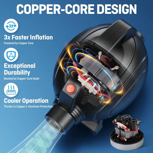 Miniatura 2 de Bomba eléctrica de 500 W para inflables, bomba de aire portátil con bolsa de almacenamiento, inflador de colchón de aire de llenado rápido