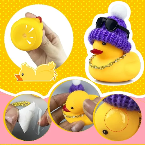 Miniatura 3 de HAVAGDTM Juego de 12 mini patos con mini sombreros, collar y lentes de sol, juguete de pato de baño para baby shower, cumpleaños, natación, fiesta