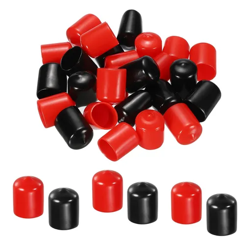 Miniatura 22 de MECCANIXITY 50 unids tapas de goma Surtido de 0.079 in PVC vinilo tornillo rosca protector para tornillo tornillo negro rojo