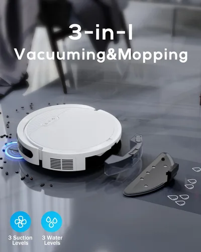Miniatura 7 de V3 Robot aspirador y fregona, Robot aspirador 3 en 1 con succión de 5000Pa, funciona con WiFi 2.4G/Alexa/App/Control remoto, limpieza programada