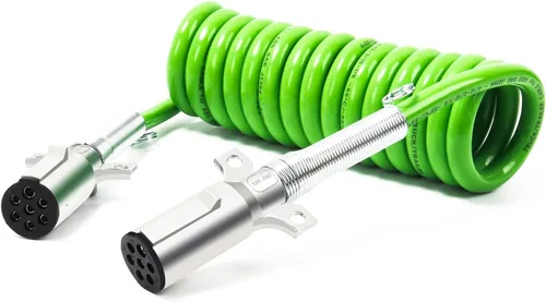 Miniatura 7 de Cable de Alimentación Eléctrica ABS de 7 Vías 12 Pies Verde Enrollado en Espiral Coleta Cables de Alimentación Enrollados Cable Resistente Cable