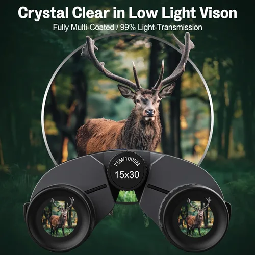 Miniatura 5 de 15x30 Binoculares compactos para adultos y niños - Occer Binoculares de gran vista de alta potencia para observación de aves - Prismáticos ligeros