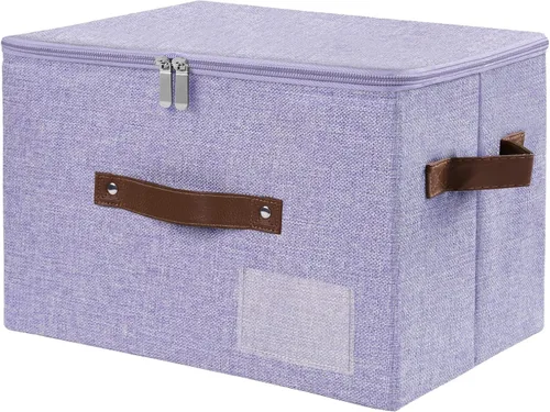 Miniatura 10 de Lucky Monet 1 contenedor de almacenamiento con tapas de cremallera de 10 x 8 x 7 pulgadas, cajas de almacenamiento plegables de tela con tapa