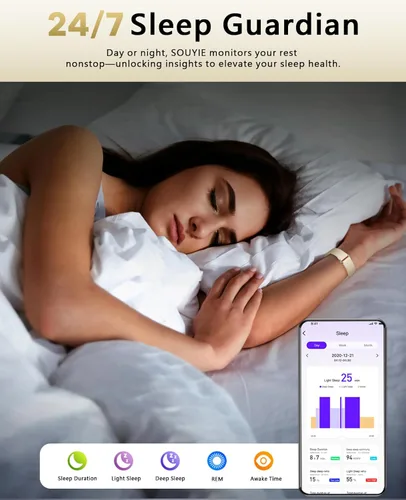 Miniatura 3 de Pulsera inteligente para mujeres y hombres, rastreador de actividad de salud, monitor de sueño 24 horas, frecuencia cardíaca continua durante todo