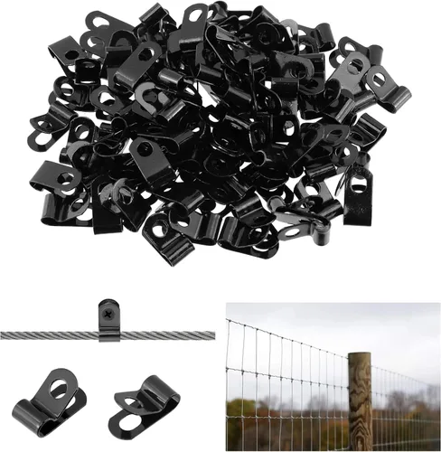 Miniatura 18 de Antrader Clips de cable tipo R, abrazaderas de cable de 0.12 pulgadas con tornillos, acero inoxidable 304, 100