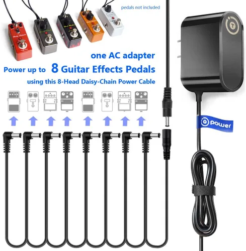 Miniatura 3 de T POWER 9V 4~8 Way Daisy Chain Splitter Cord para pedal de efecto de guitarra se adapta a Zoom Roland Behringer Boss Digitech Jim Dunlop Ditto