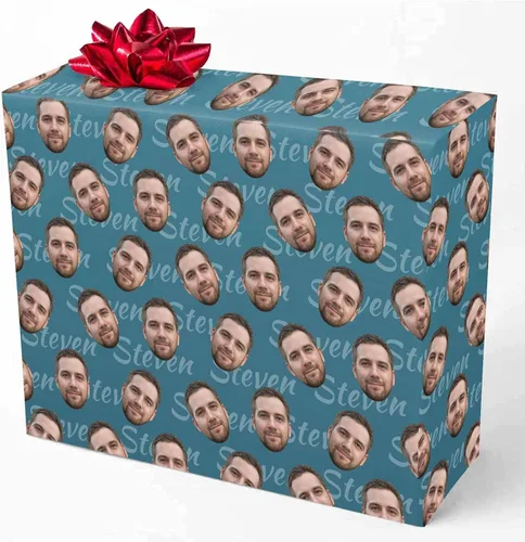 Miniatura 8 de M YESCUSTOM Papel de regalo con fotos personalizadas, papel de regalo para el Día de la Madre, Día del Padre, cumpleaños, Navidad