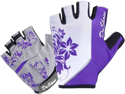 Miniatura 9 de DuShow Guantes de ciclismo para mujer, guantes de ciclismo acolchados de gel de medio dedo para mujer, ciclismo de montaña, carretera, ciclismo