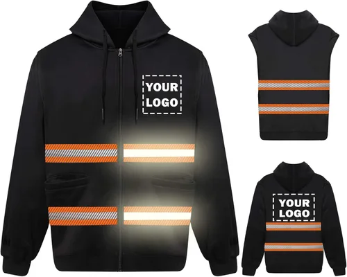 Miniatura 7 de Chaqueta con capucha de seguridad reflectante de alta visibilidad con mangas extraíbles Hi Vis Ropa de trabajo de protección al aire libre unisex