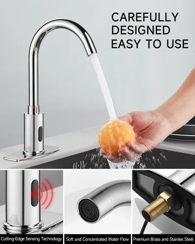 Miniatura 5 de Grifo de baño sin contacto de 3 o 1 agujero, grifo de fregadero con sensor de movimiento, grifo de agua manos libres de hospital con mezclador