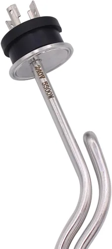 Miniatura 5 de DERNORD Calentador de agua de inmersión de acero inoxidable con elemento calefactor de ondulación de triple abrazadera de 240 V 5500 W con enchufe