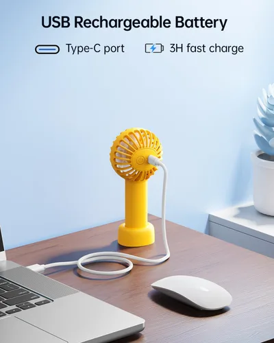 Miniatura 7 de SWEETFULL Mini Ventilador Portátil – Ventilador de Mano Recargable, 3 Velocidades, Pequeños Regalos Personales de Mano para Artículos Esenciales