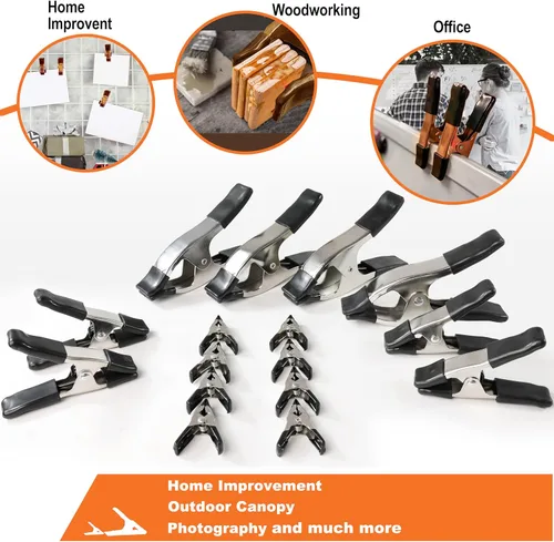 Miniatura 3 de Wellmax Surtido de 16 abrazaderas de resorte – Abrazaderas niqueladas resistentes de 2, 4 y 6 pulgadas para carpintería, marco, bricolaje