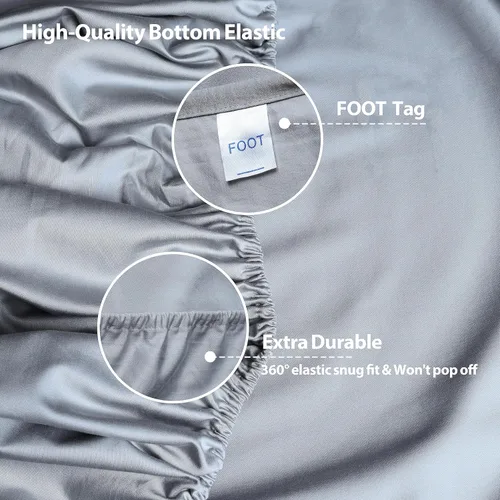 Miniatura 5 de Paquete de 2 sábanas bajeras de algodón puro tamaño individual XL para cama ajustable tamaño King dividido, 600 hilos, bolsillo profundo de 16 Gris
