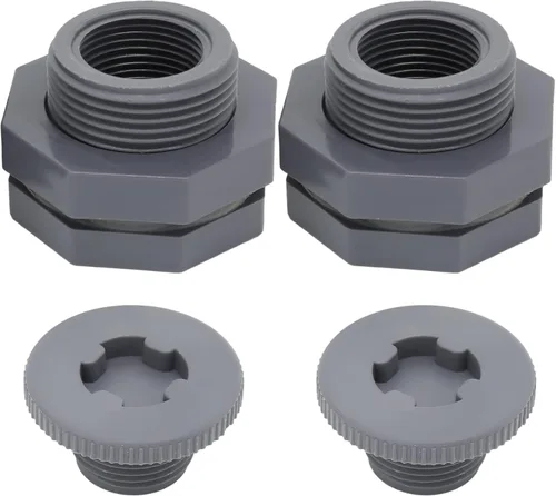 Miniatura 3 de Adaptador de conector de tanque de agua de PVC de 1/2 pulgada con tapones para barriles de lluvia, acuarios, estanques (paquete de 2)