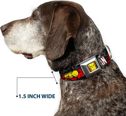 Miniatura 7 de buckle-down 9 – 15" "ima-iron Hombre Face Rojo/Amarillo" Perro Collar