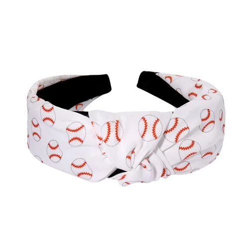 Miniatura 7 de ZITULRY Diademas anudadas para mujer, baloncesto, fútbol, béisbol, estampadas, banda ancha con nudo superior, diadema deportiva, fiesta