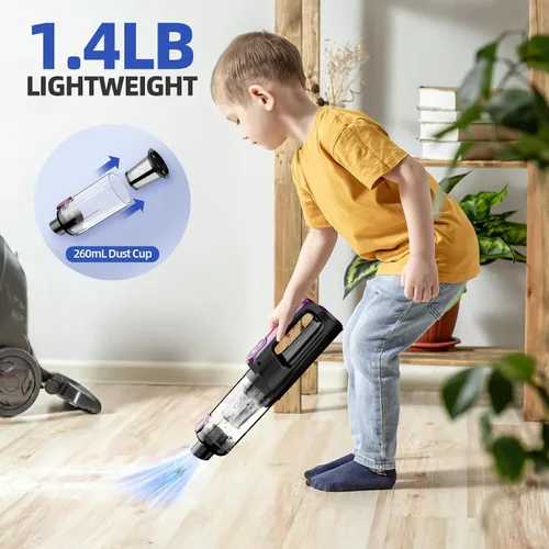 Miniatura 7 de MONOZEL Aspiradora de mano inalámbrica, 18000Pa 2 en 1 aspiradora de coche y plumero de aire, motor sin escobillas de 130 W con batería de 7800 mAh