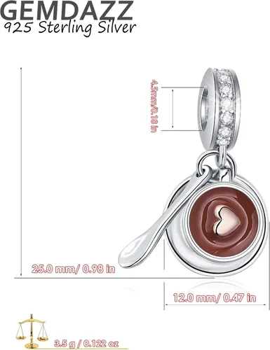 Miniatura 2 de Juego de dijes de San Valentín, colgante de taza de café y abalorios labiales rojos, en plata de ley 925, regalo para noviaesposa